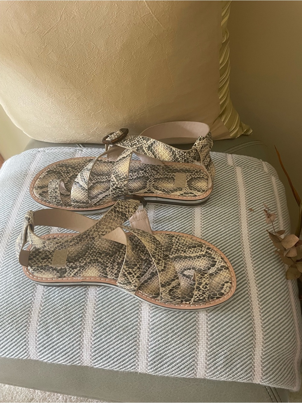 EUC-Louise et Cie Snakeskin-Pattern Sandal - Taupe and Brown - Picture 2 of 14